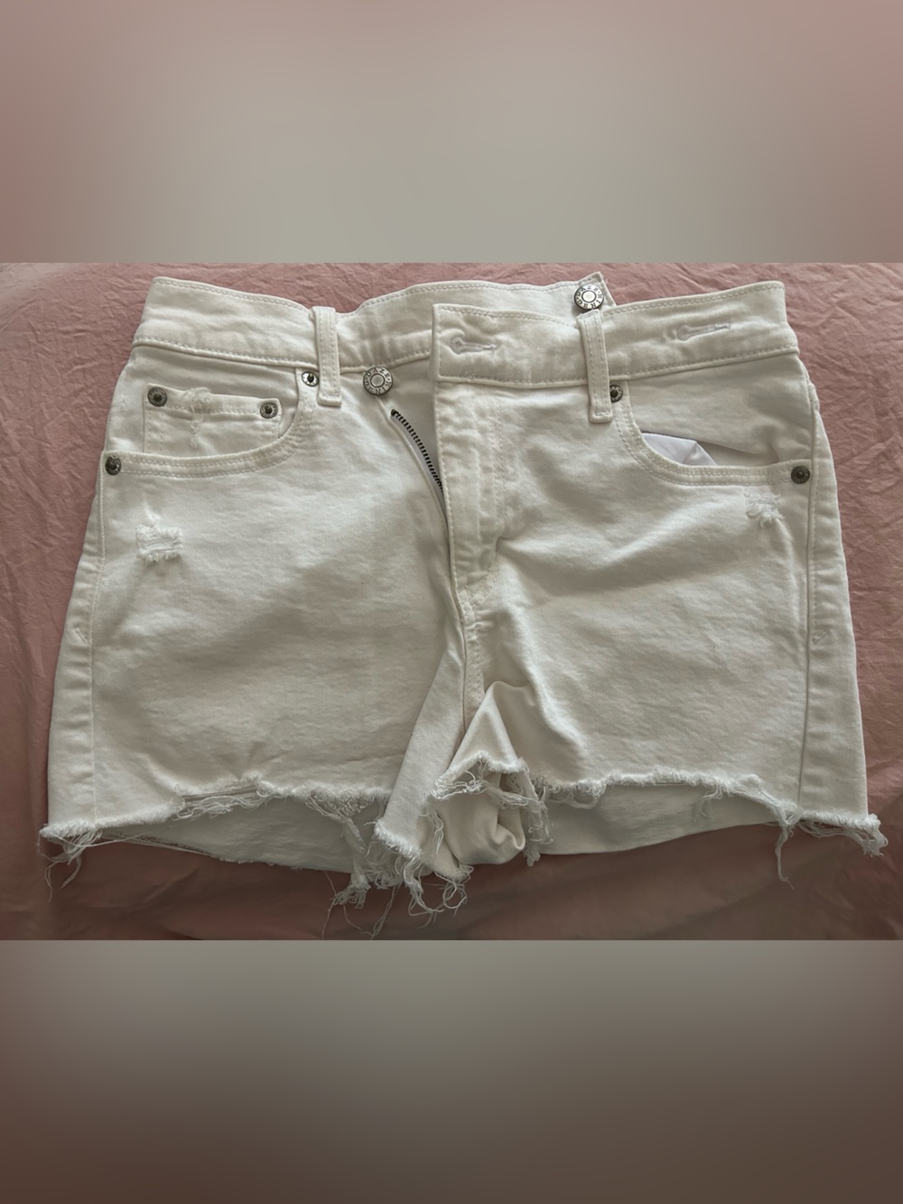 White Distressed Denim Shorts